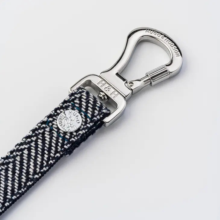 Hugo & Hudson Tweed Dog Lead - Navy Herringbone