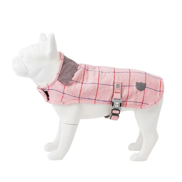 Hugo & Hudson - Pink Checked Tweed Dog Coat Jacket