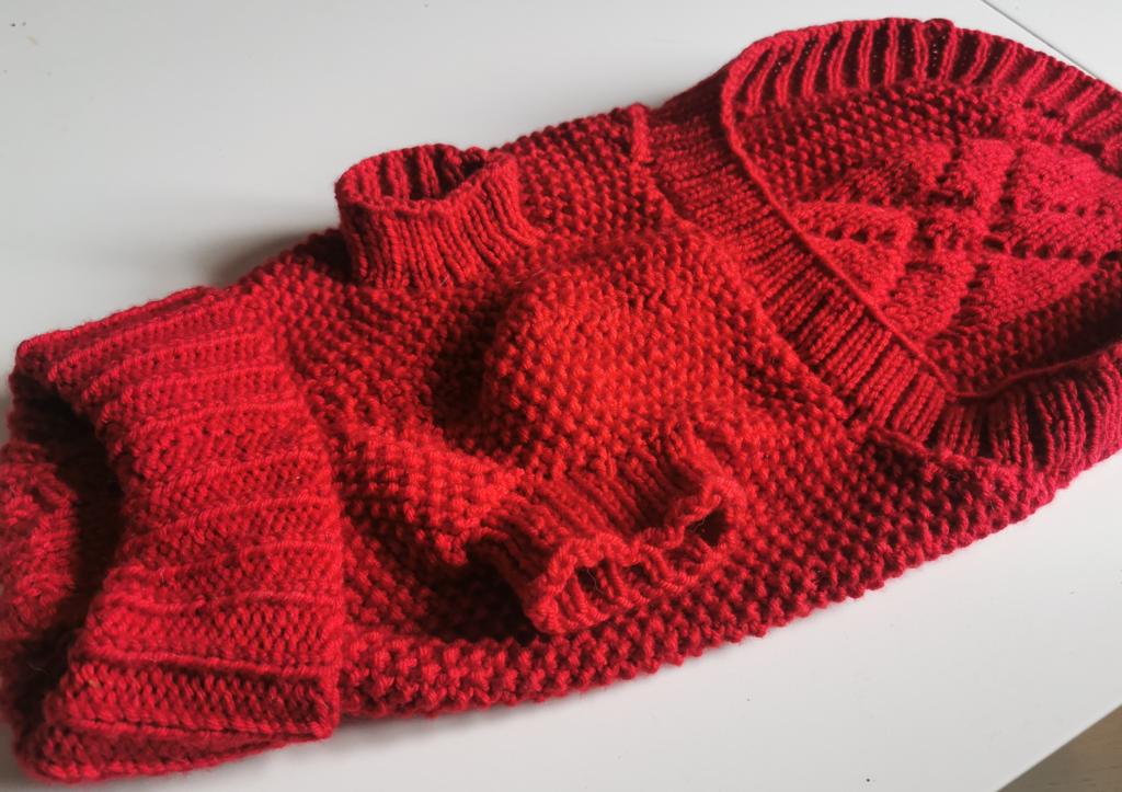 Tartan Terrors - Red Hand Knitted Aran Dog Jumper