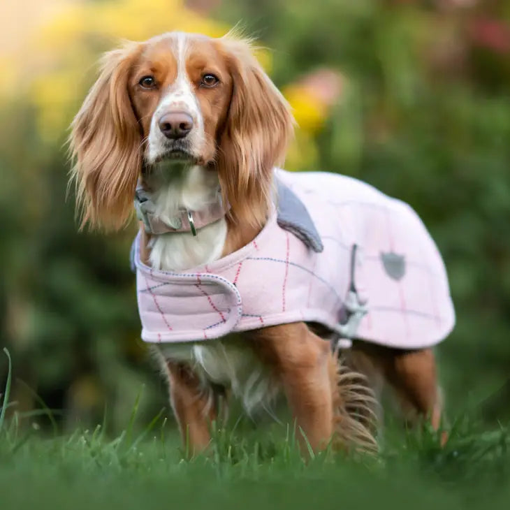 Hugo & Hudson - Pink Checked Tweed Dog Coat Jacket