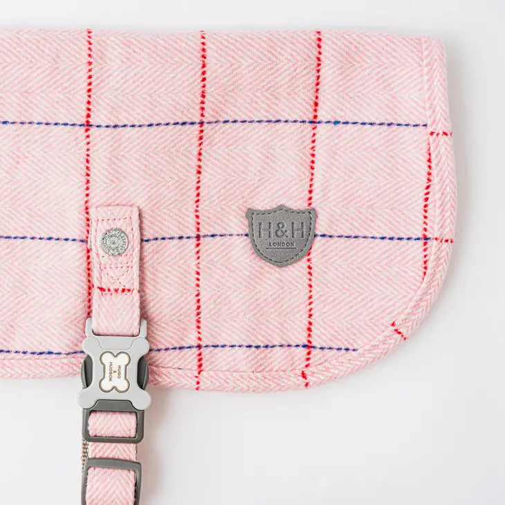 Hugo & Hudson - Pink Checked Tweed Dog Coat Jacket