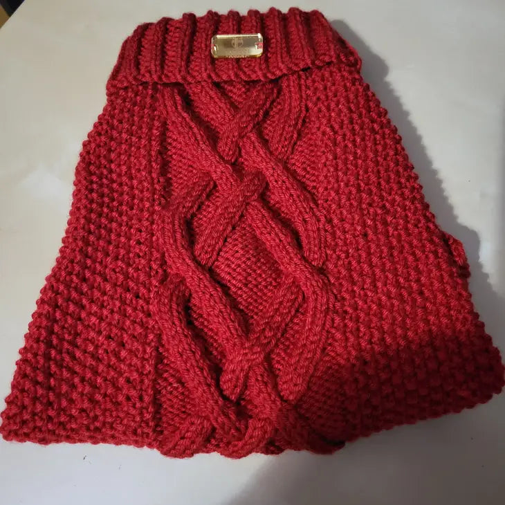 Tartan Terrors - Red Hand Knitted Aran Dog Jumper